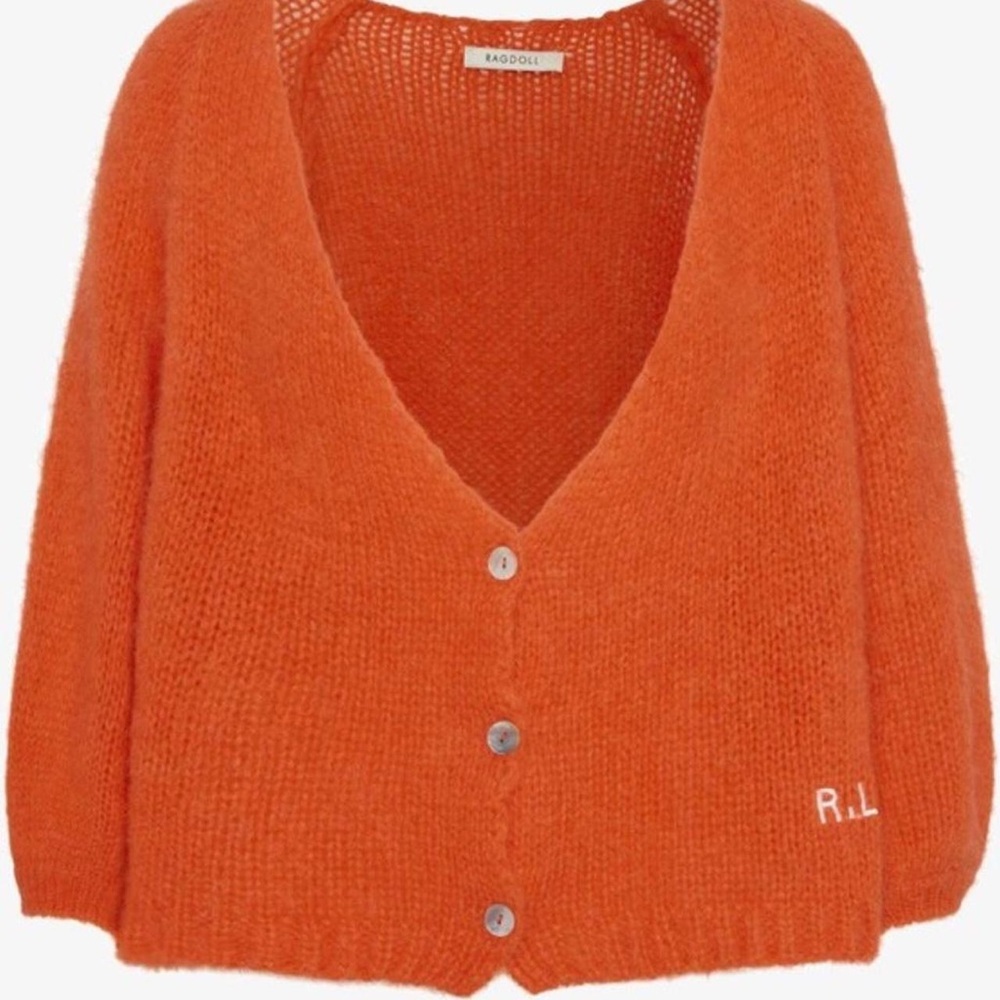 Ragdoll Women's Orange Cardigan Sweater